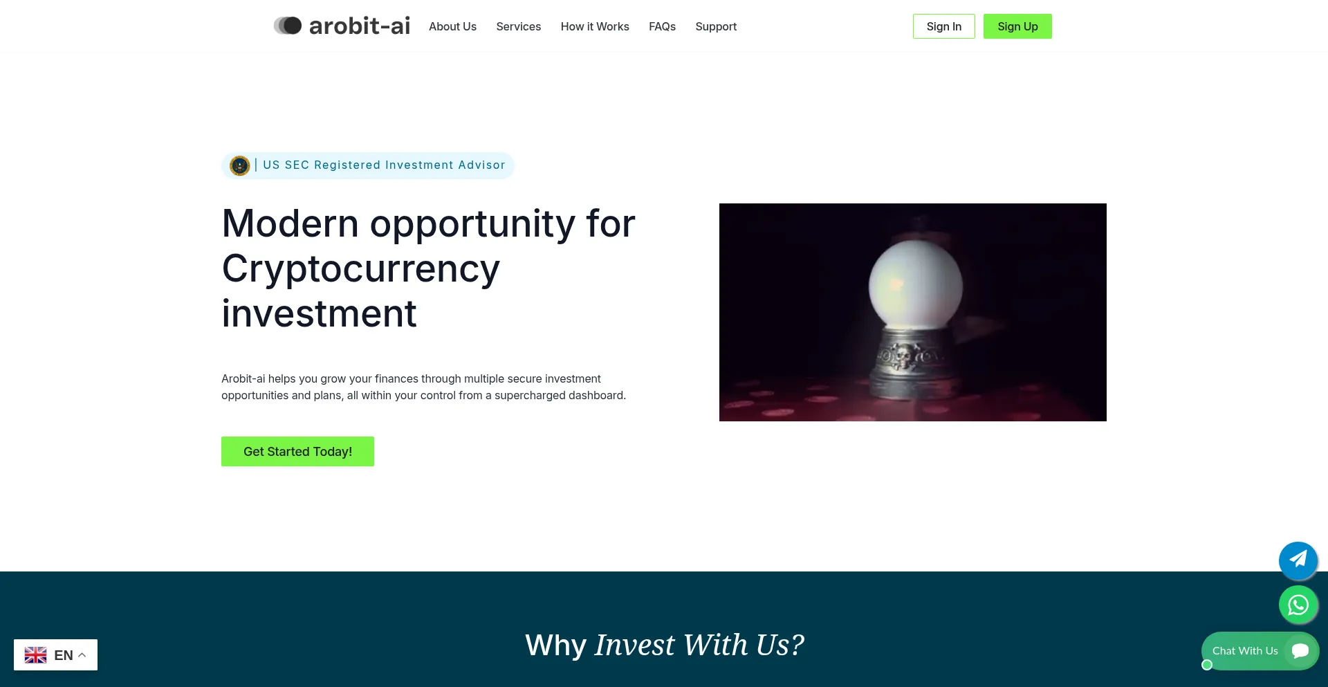 Website screenshot of Arobit-ai.com