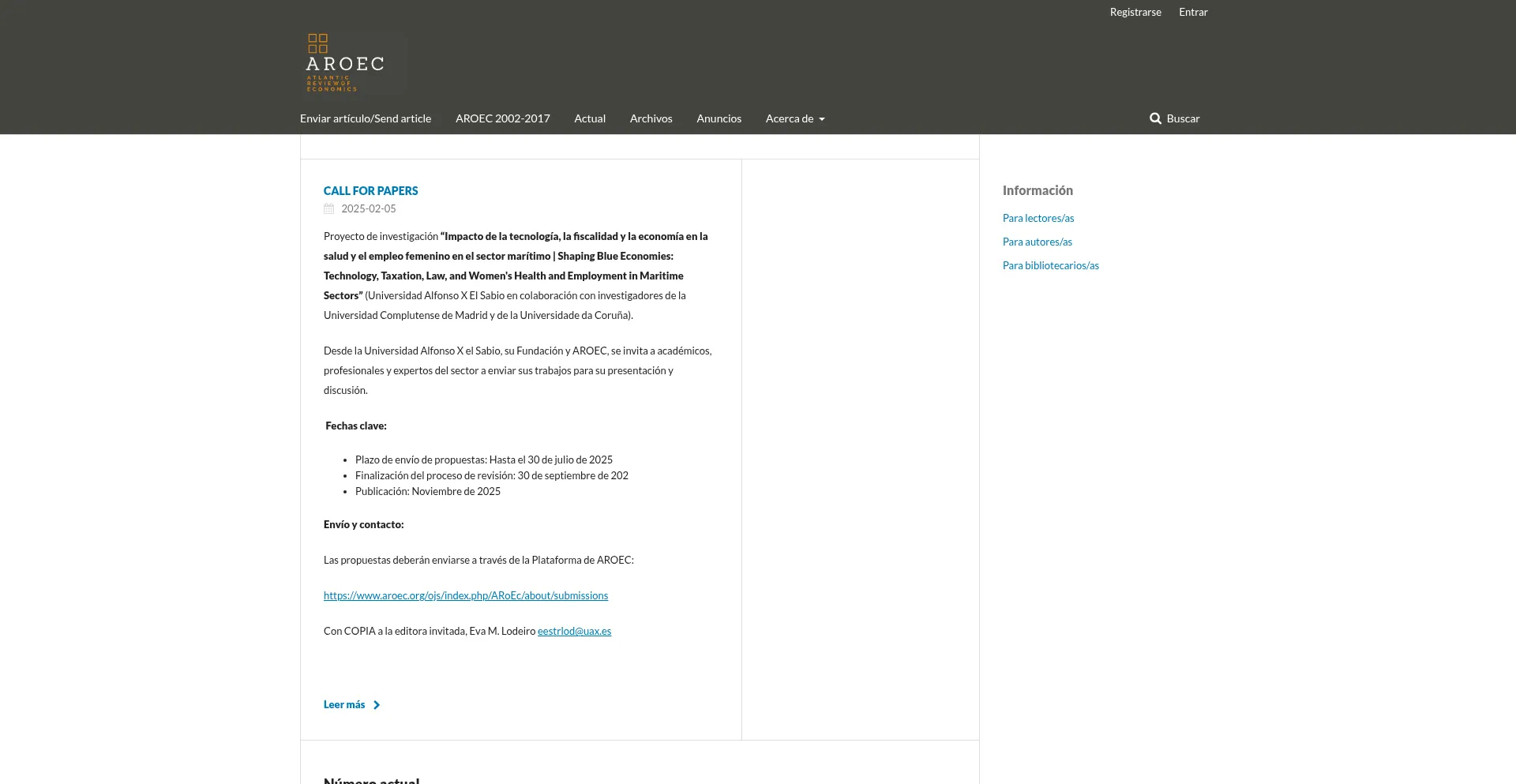 Website screenshot of Aroec.org