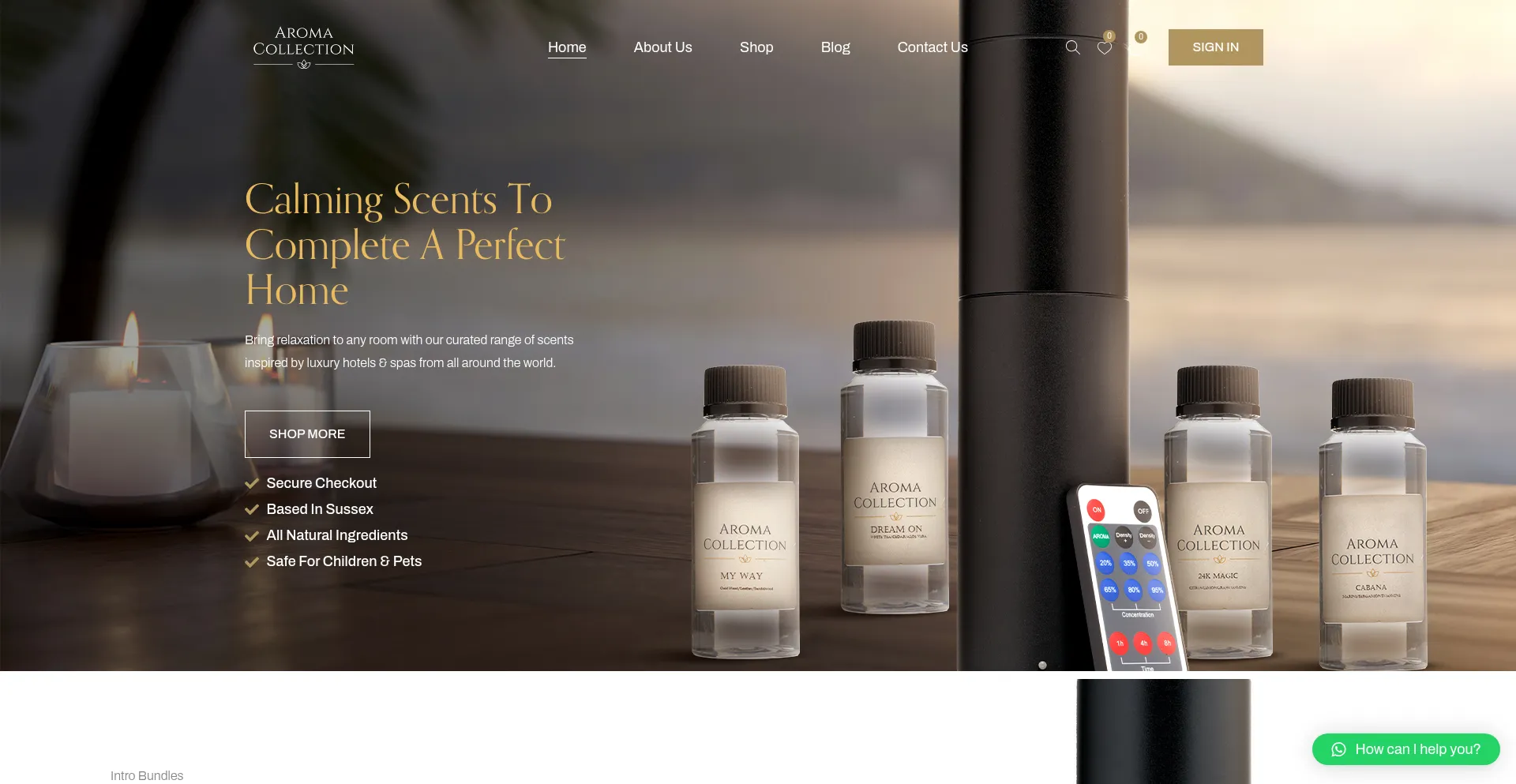 Website screenshot of Aromacollection.co.uk