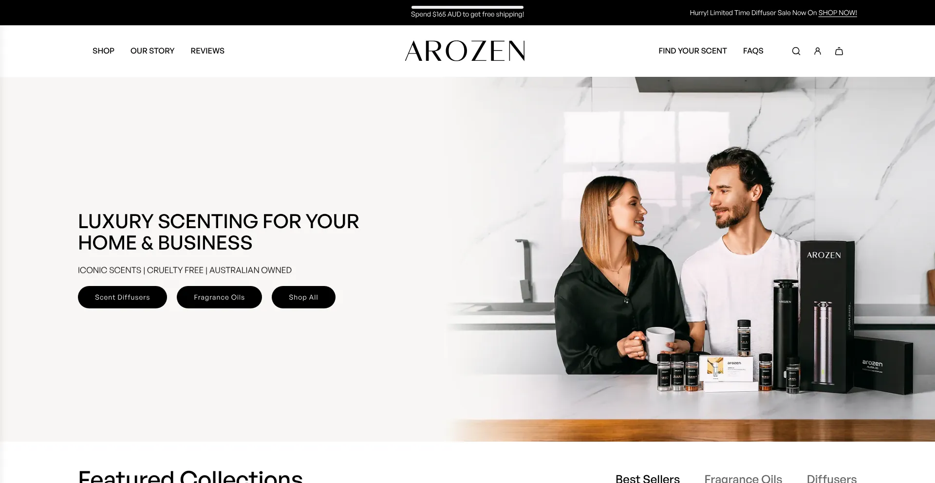 Website screenshot of Arozen.com.au