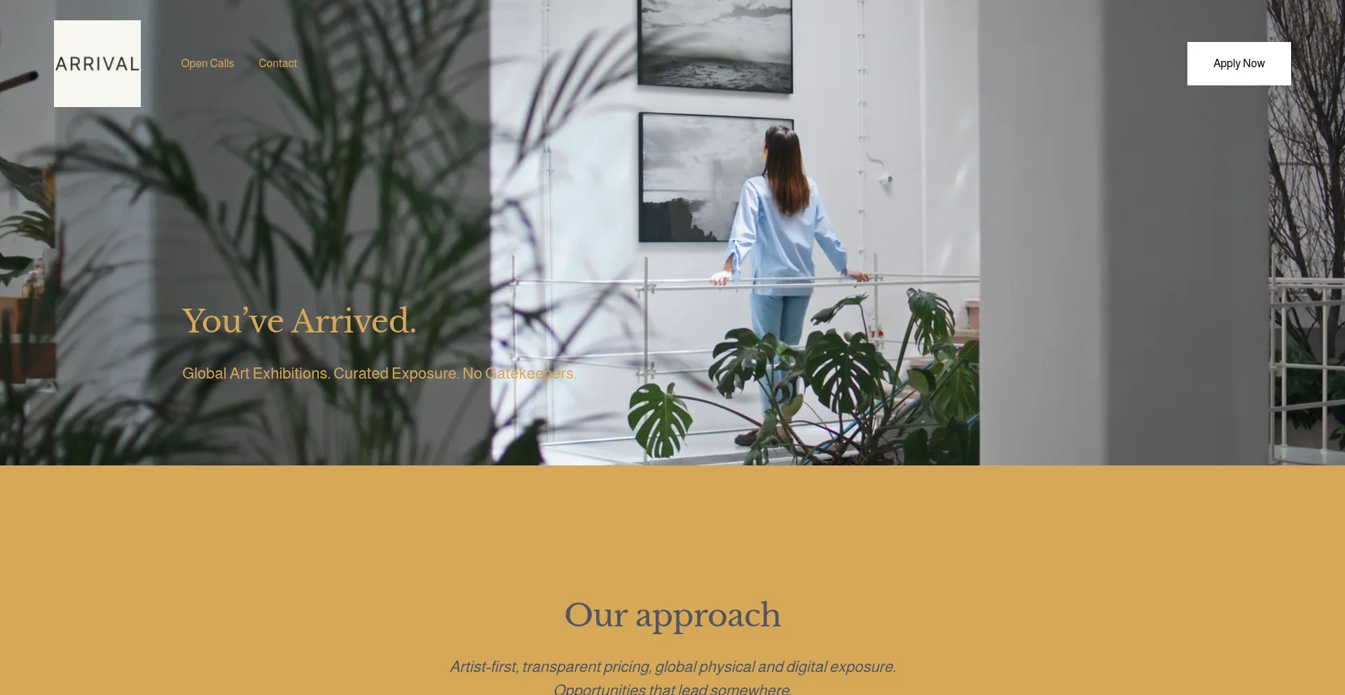 Website screenshot of Arrivalgallery.com