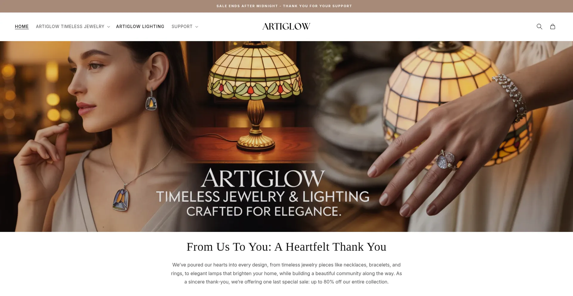 Website screenshot of Artiglow.com