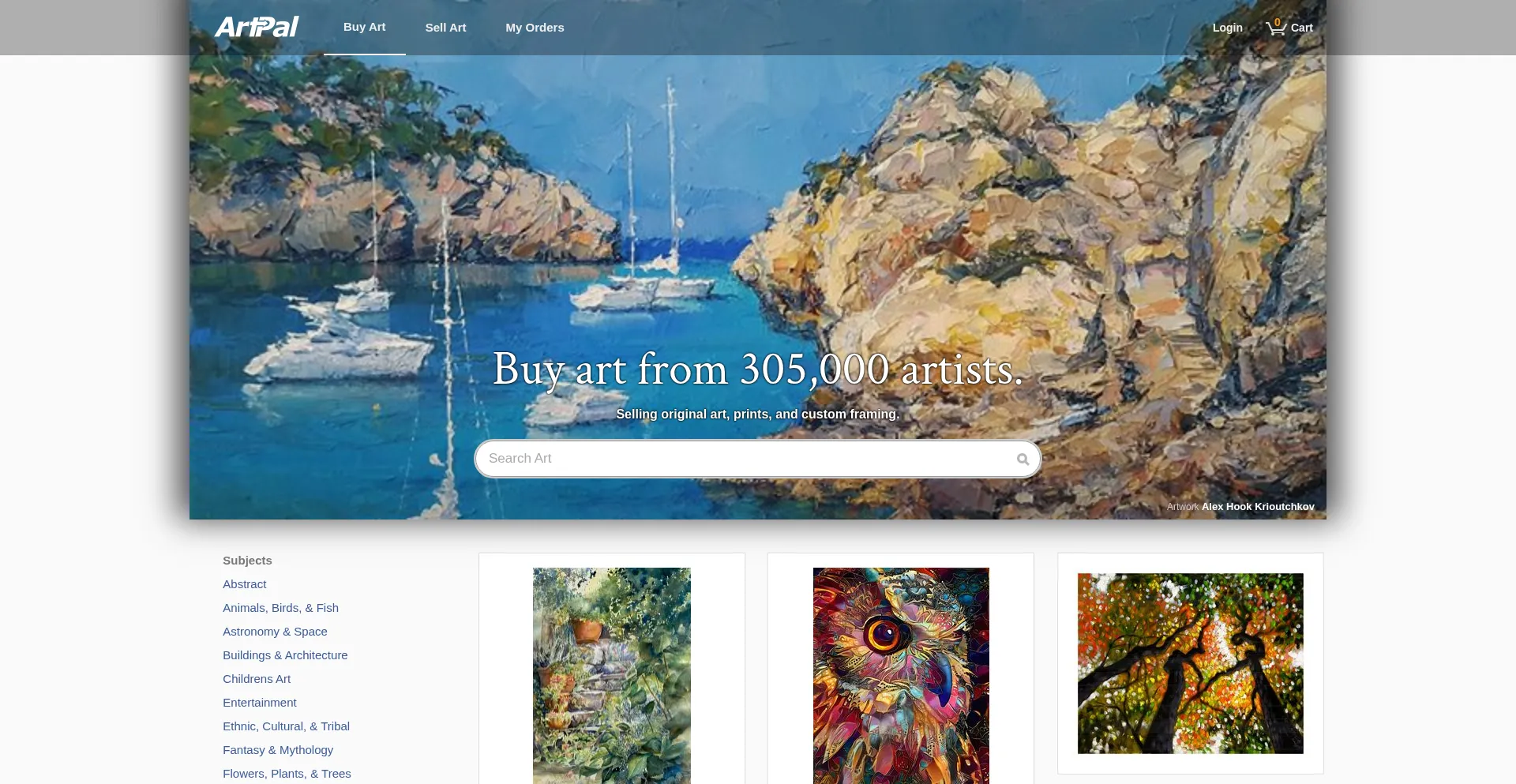 Website screenshot of Artpal.com