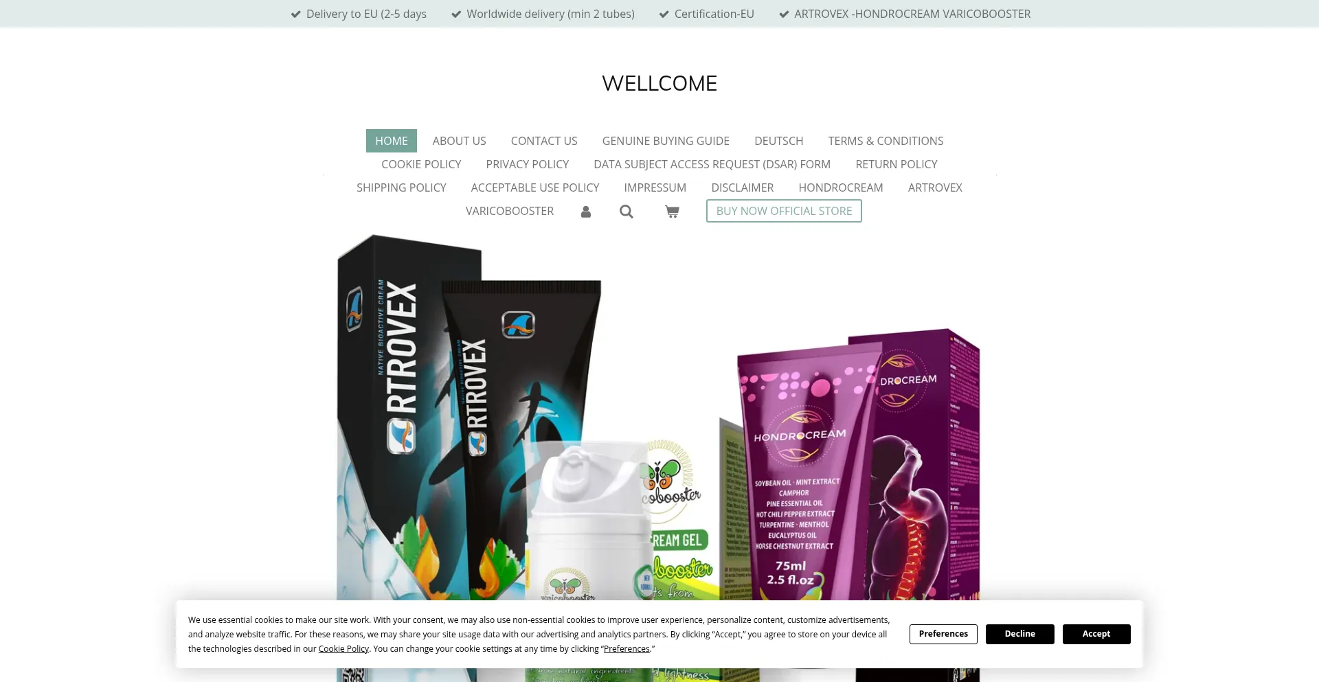 Website screenshot of Artrovex.shop