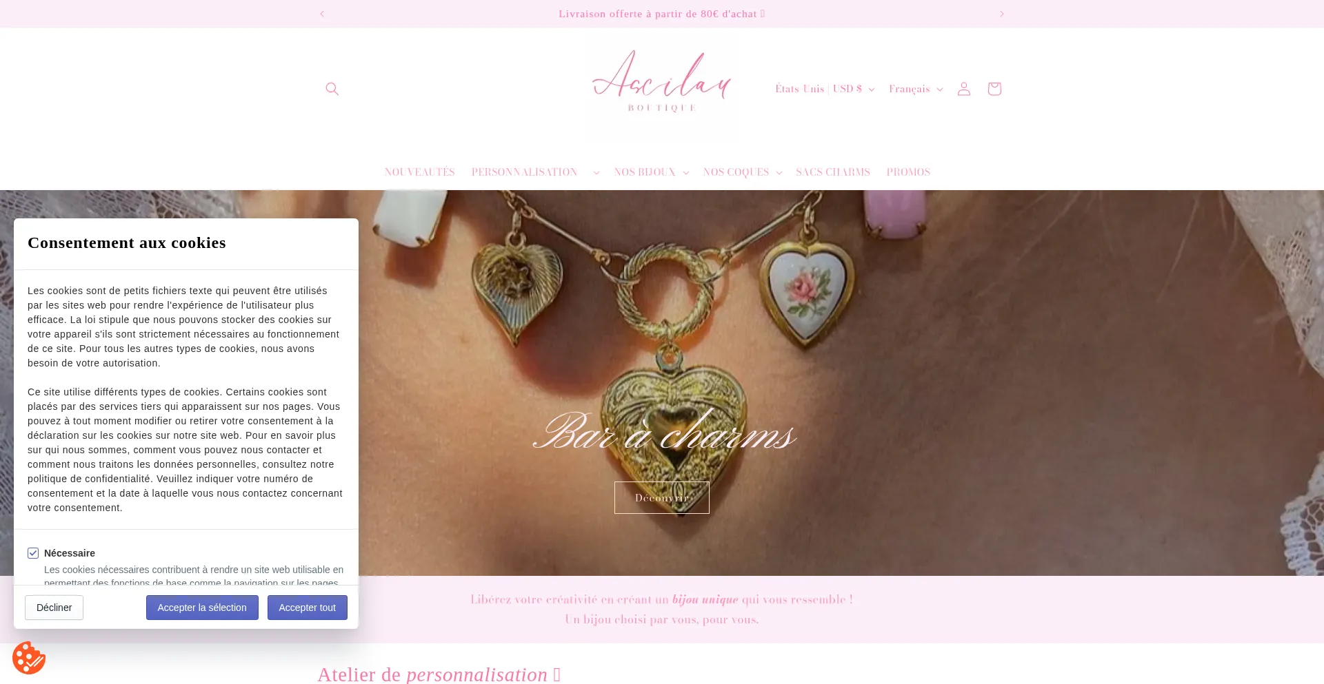 Website screenshot of Ascilauboutique.com