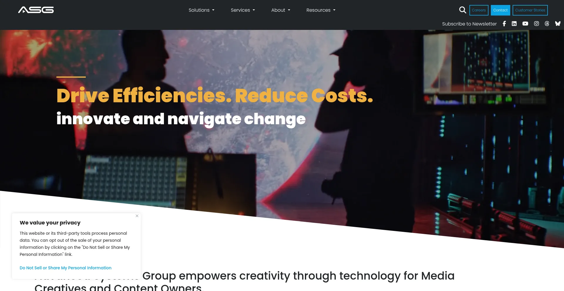 Website screenshot of Asgllc.com