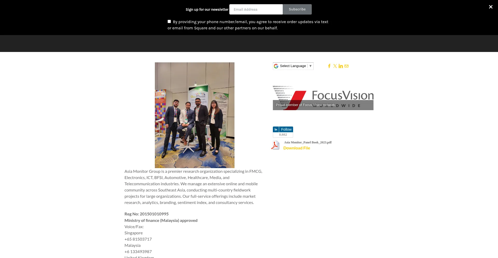 Website screenshot of Asiamonitor.com.my