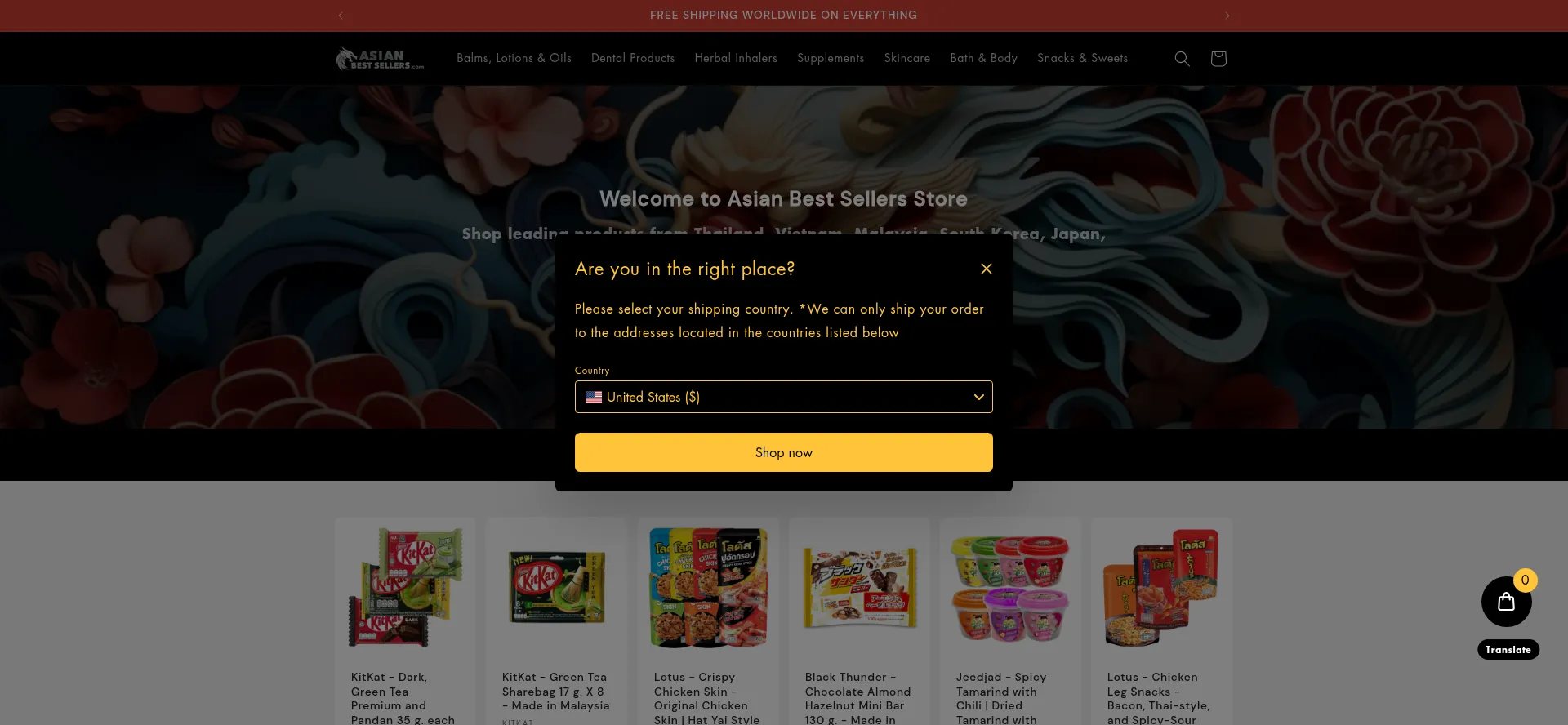 Website screenshot of Asianbestsellers.com