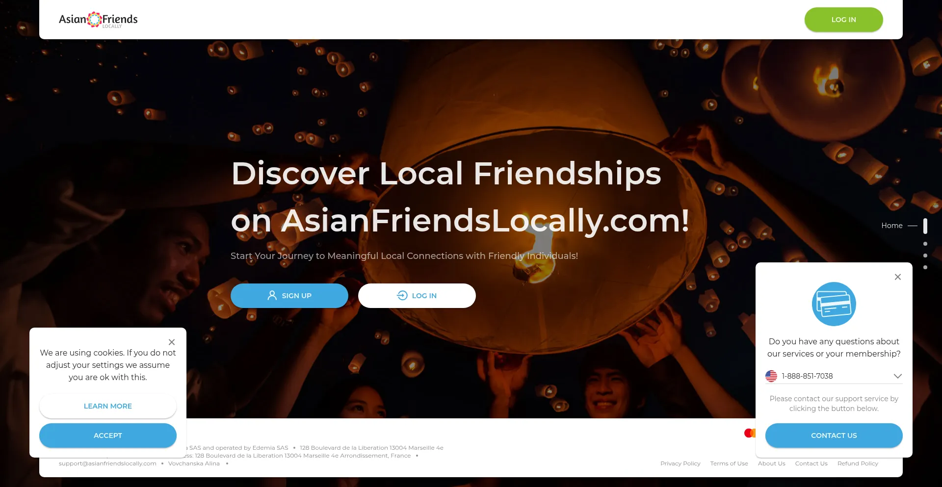 Website screenshot of Asianfriendslocally.com