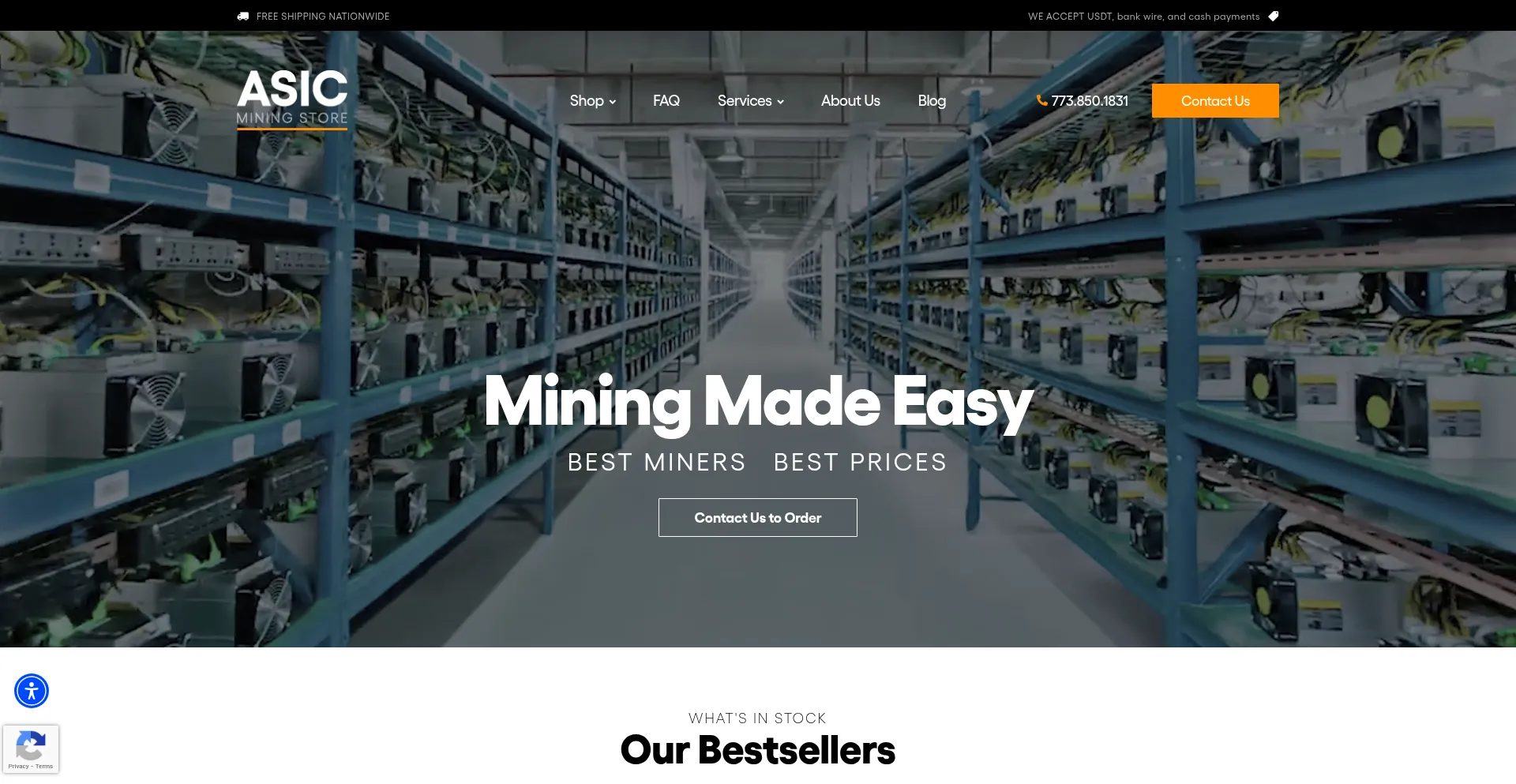 Website screenshot of Asicminingstore.com