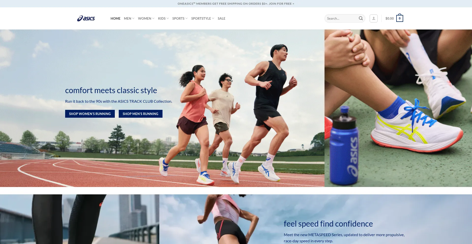 Website screenshot of Asicsusstores.com