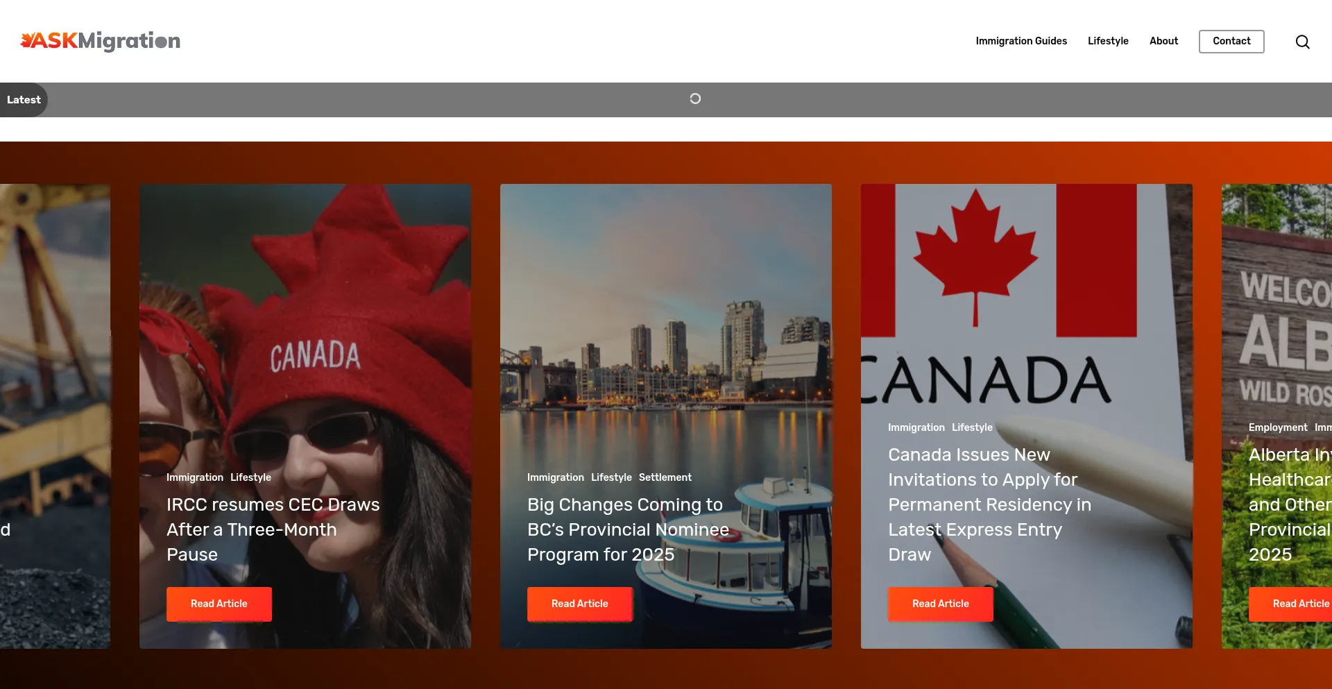 Website screenshot of Askmigration.com