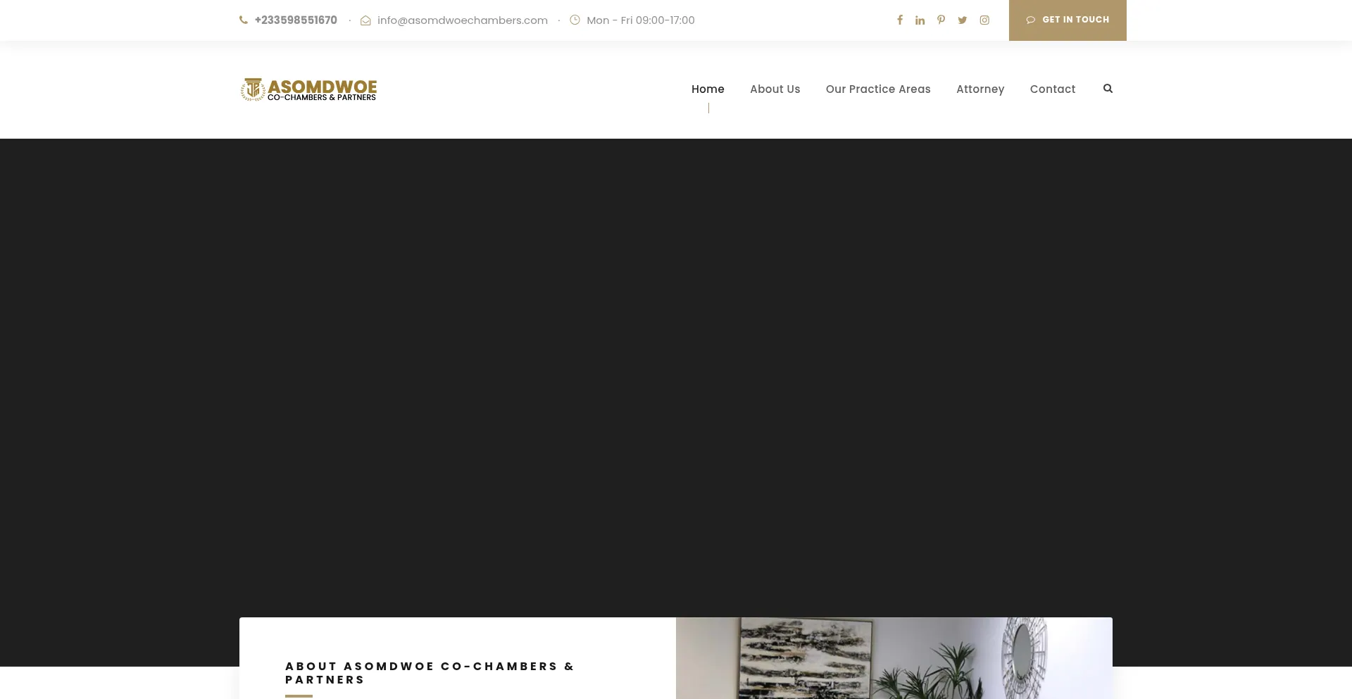 Website screenshot of Asomdwoechambers.com