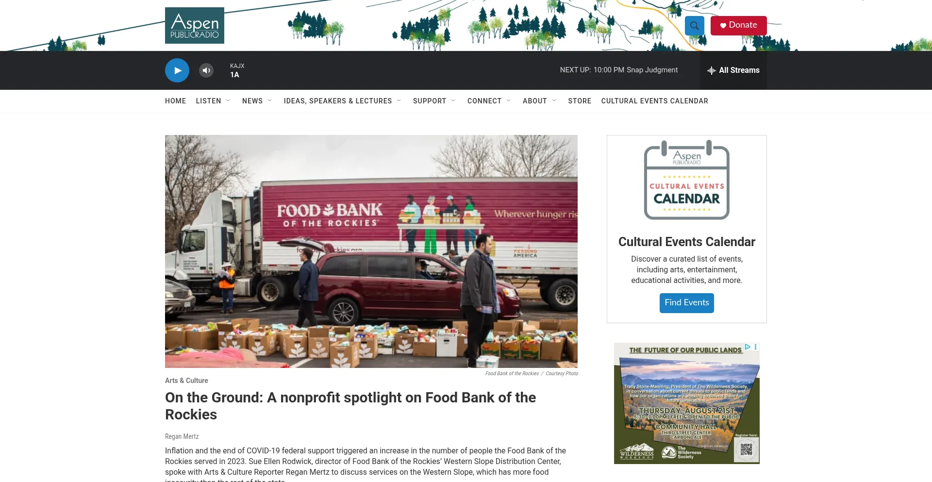 Website screenshot of Aspenpublicradio.org