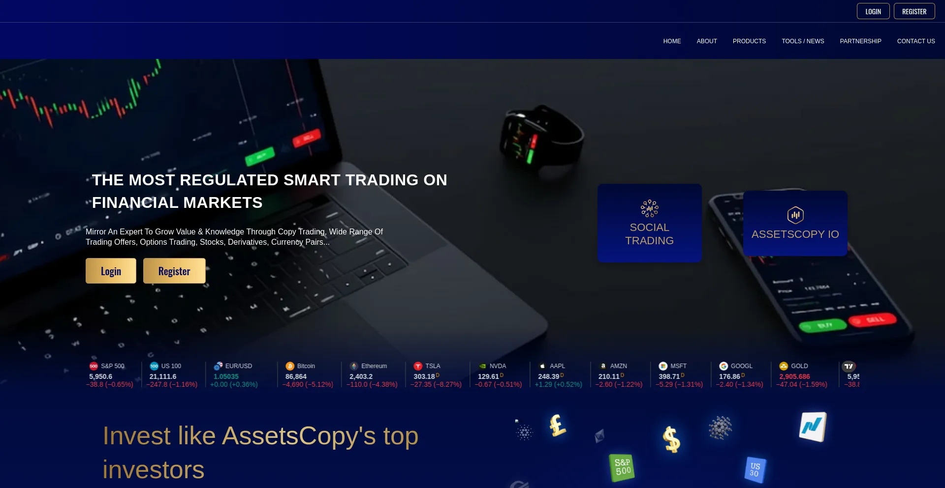 Website screenshot of Assetscopytrades.com