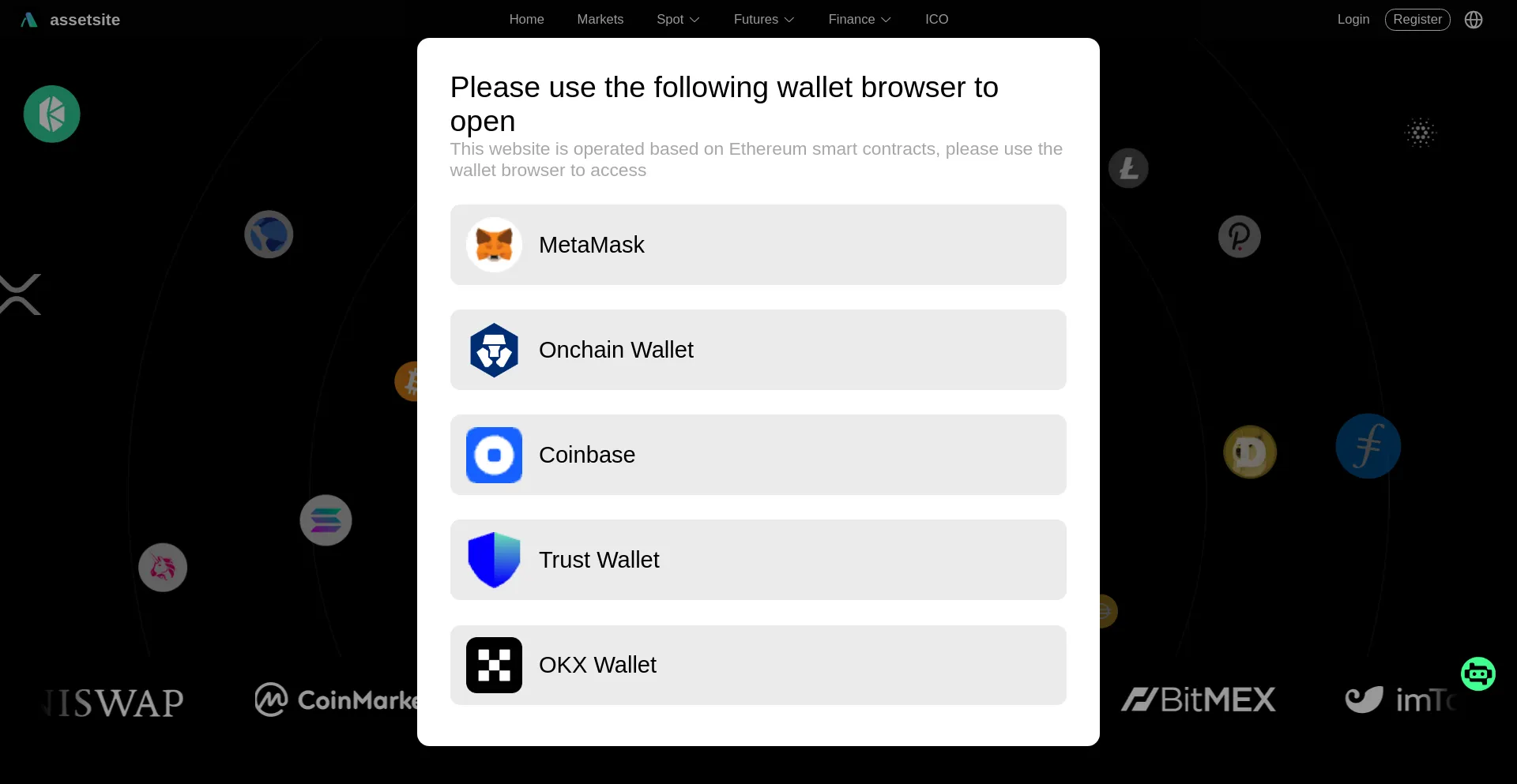 Website screenshot of Assetsite.com