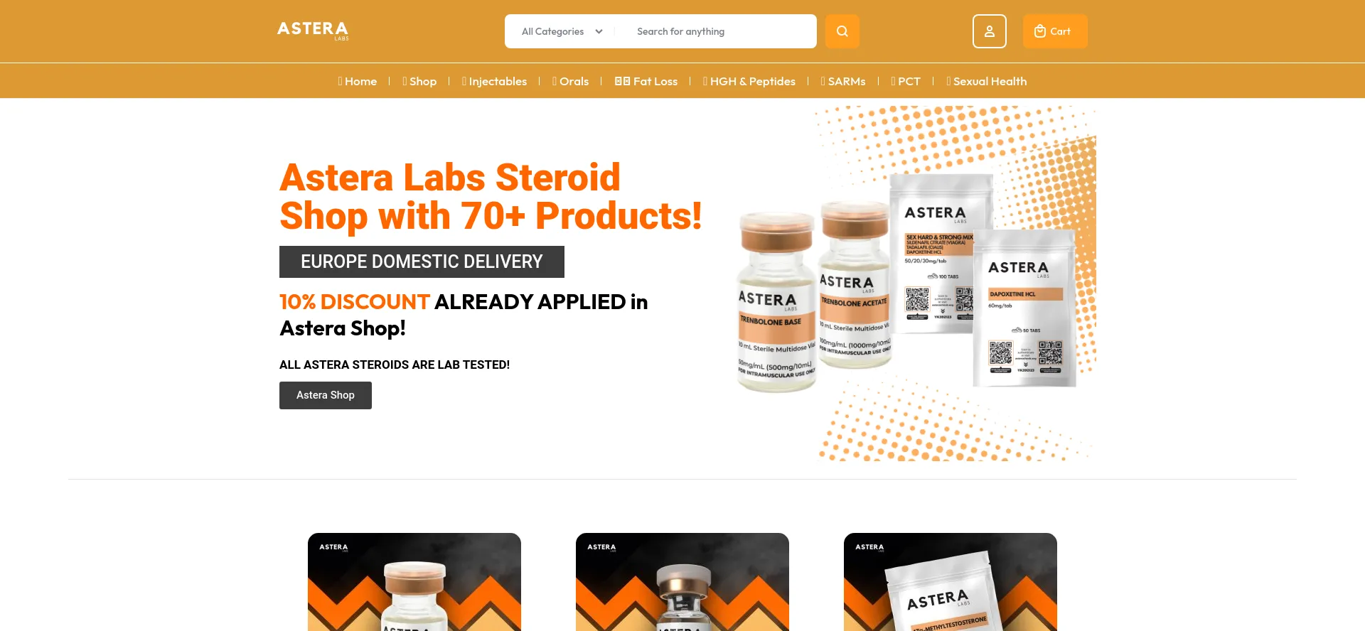 Website screenshot of Astera-shop.com