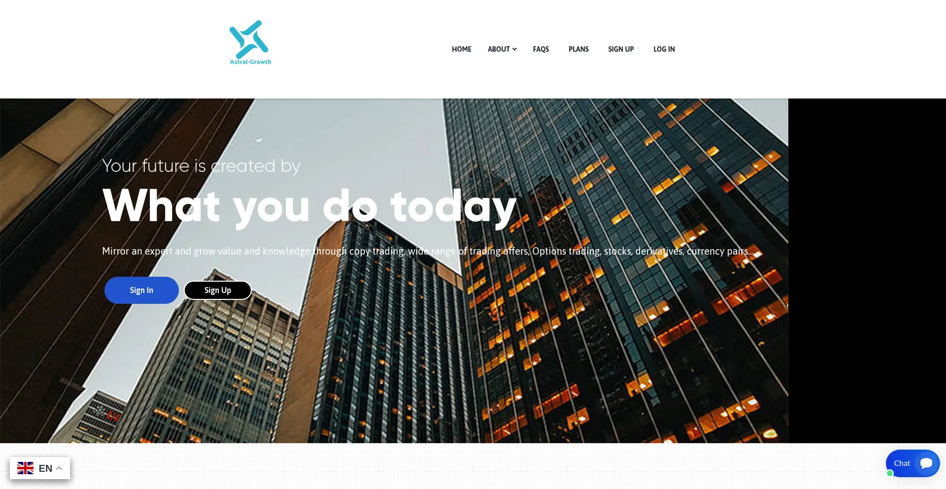 Website screenshot of Astral-growth.com