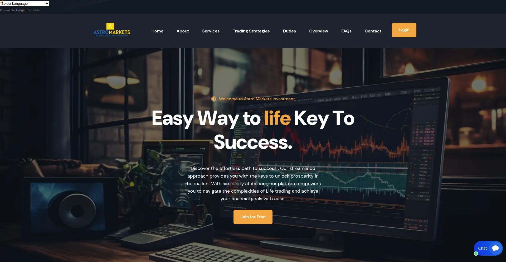 Website screenshot of Astromarketsinv.com