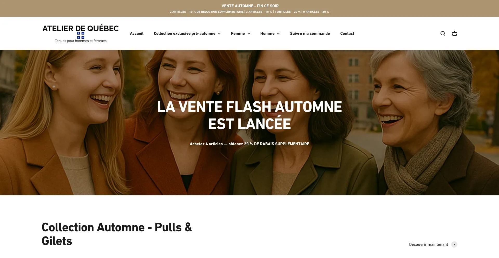 Website screenshot of Atelierdequebec.com