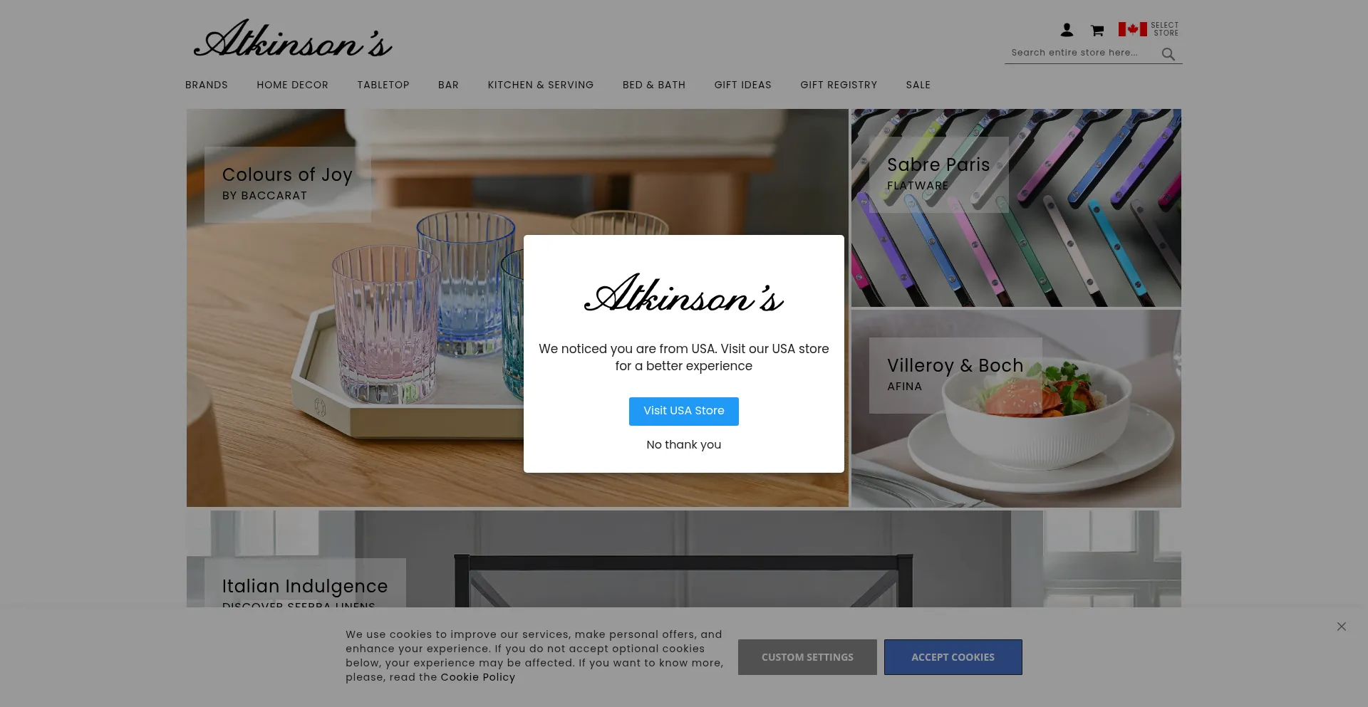 Website screenshot of Atkinsonsofvancouver.com