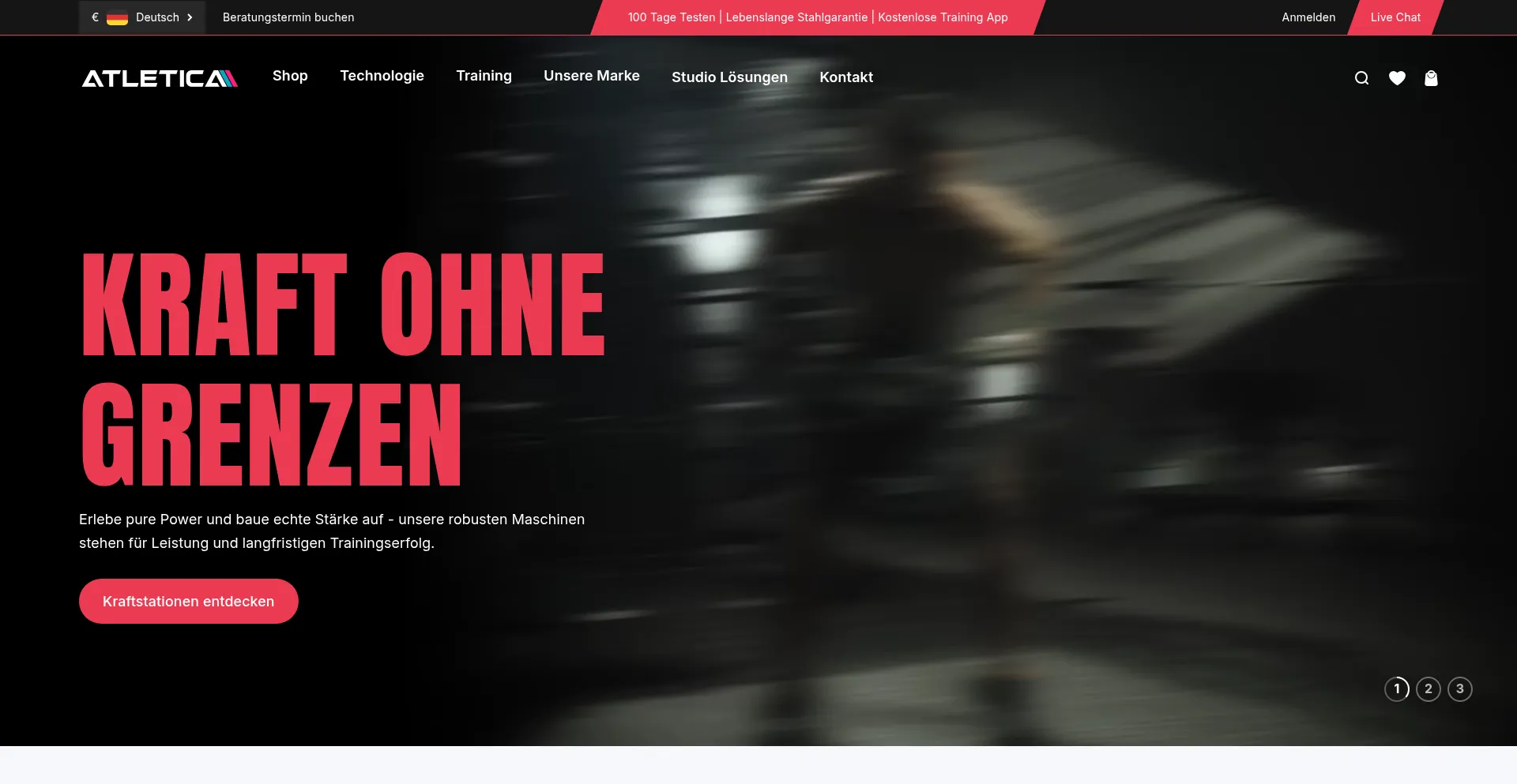 Website screenshot of Atletica.de