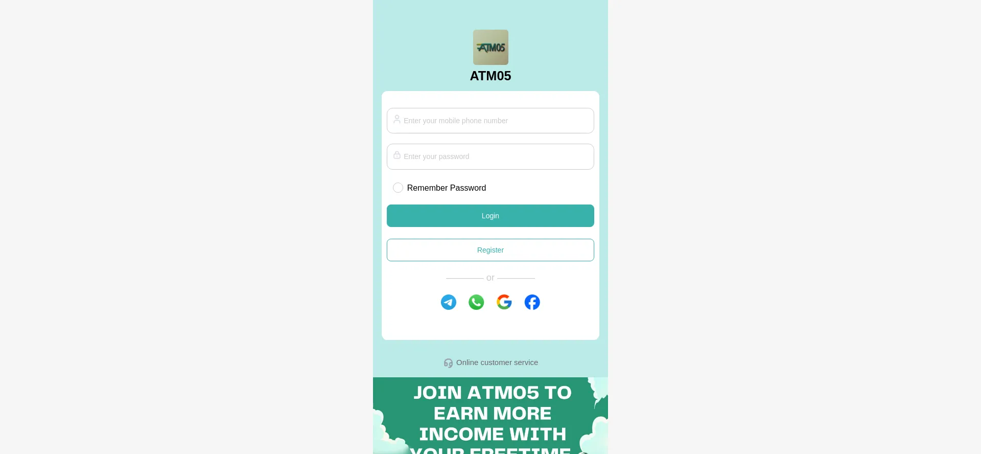 Website screenshot of Atm05.com