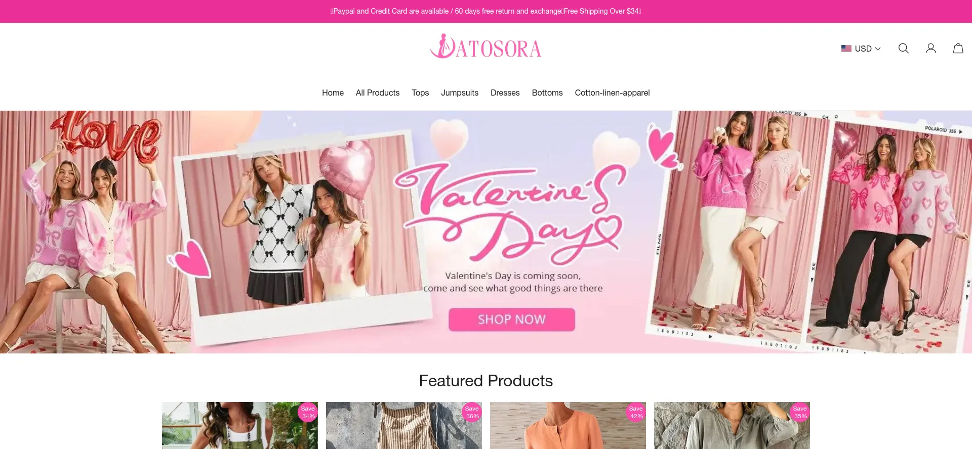 Website screenshot of Atosora.com