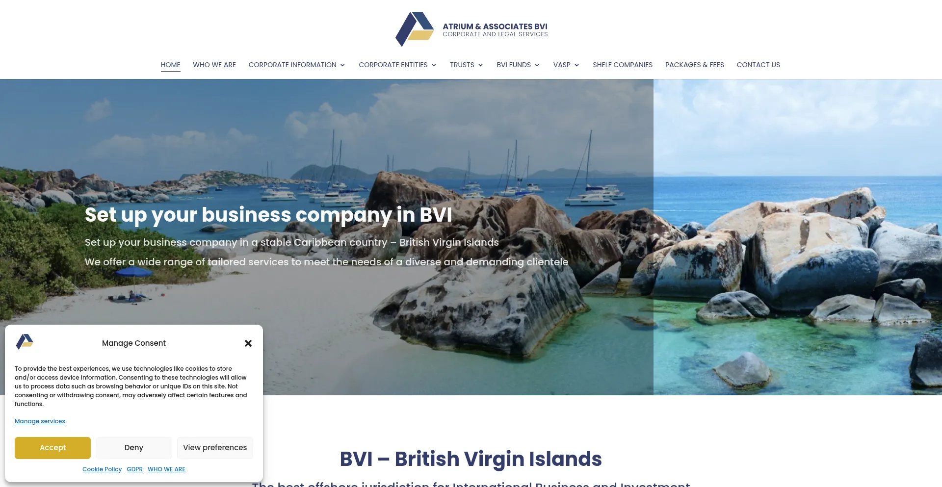 Website screenshot of Atrium-bvi.com