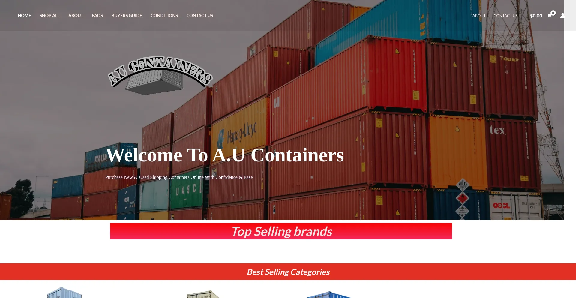 Website screenshot of Aucontainers.com
