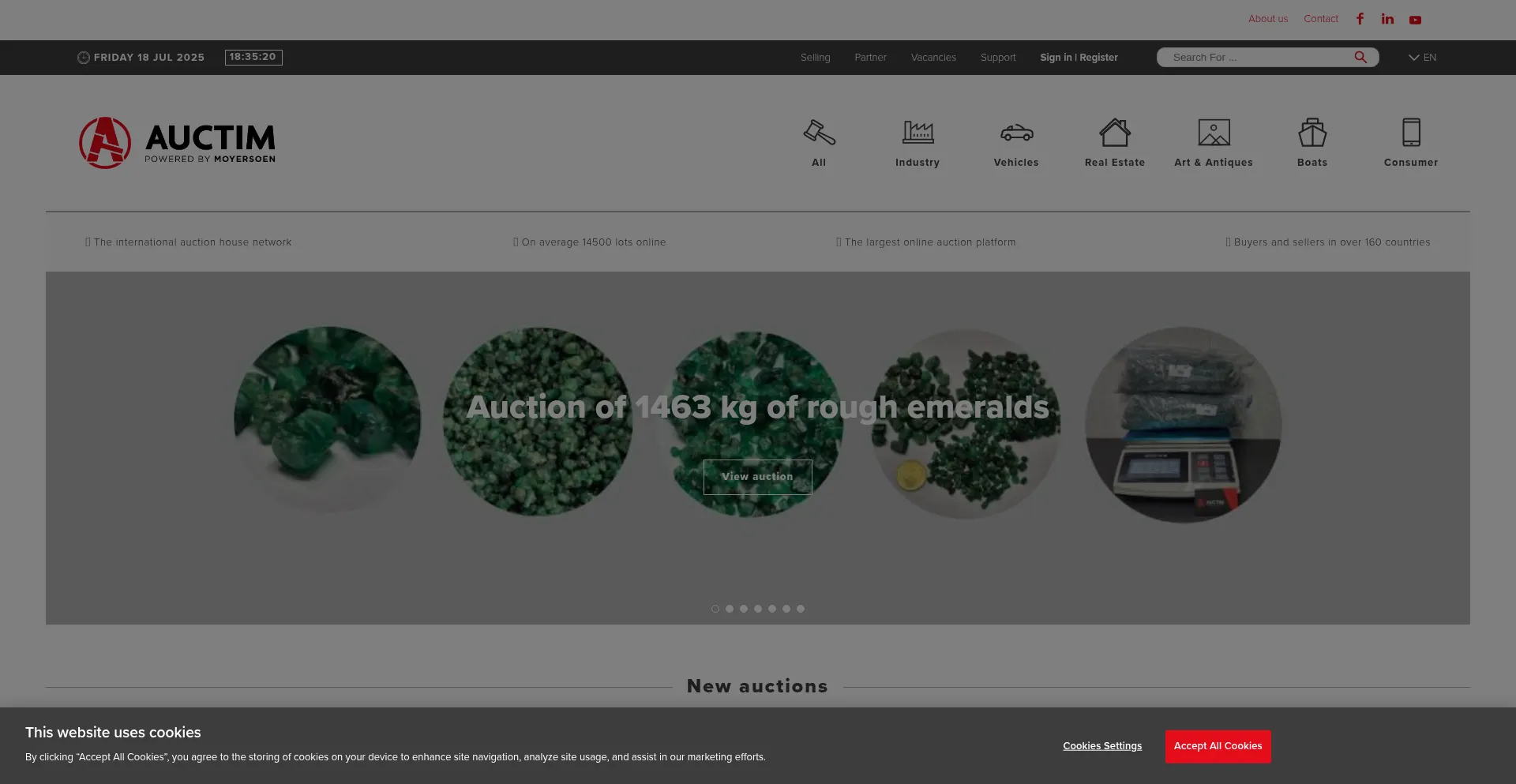 Website screenshot of Auctim.com