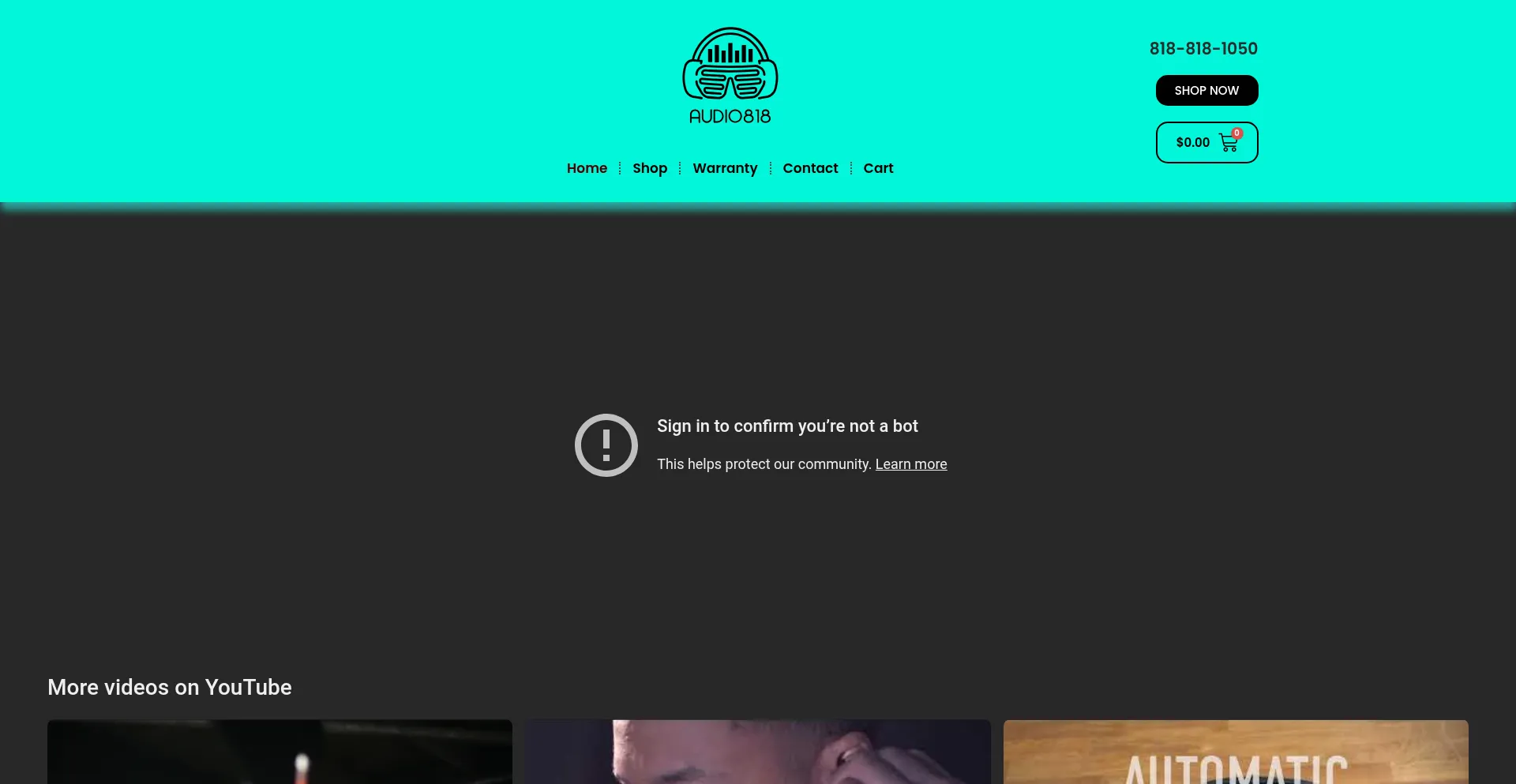 Website screenshot of Audio818.com