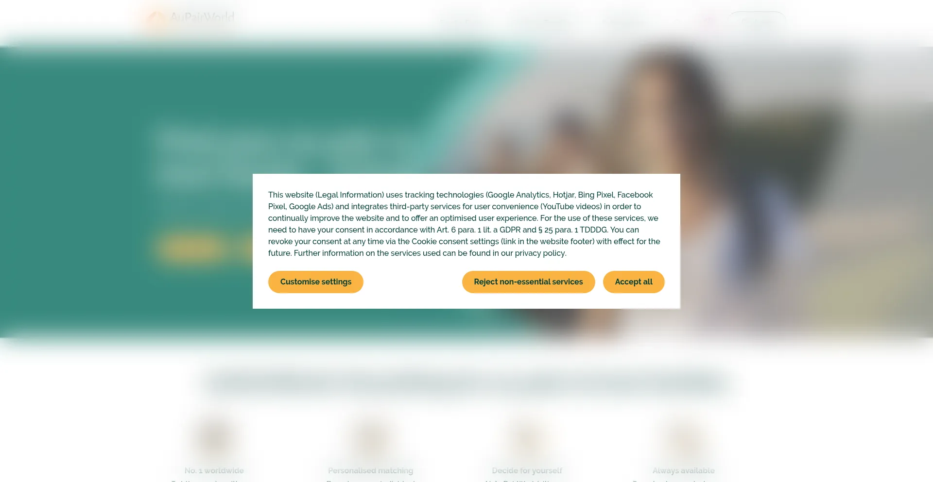 Aupairworld.com Screenshot