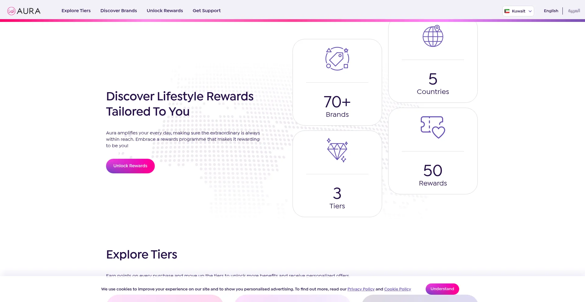 Website screenshot of Aura-mena.com