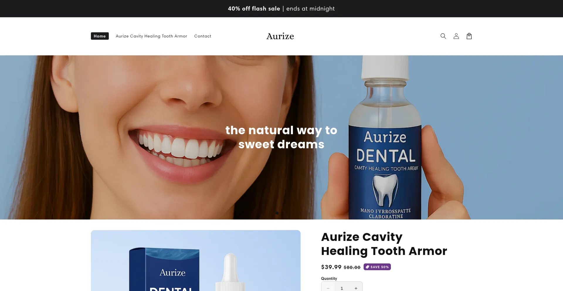 Website screenshot of Aurize.co