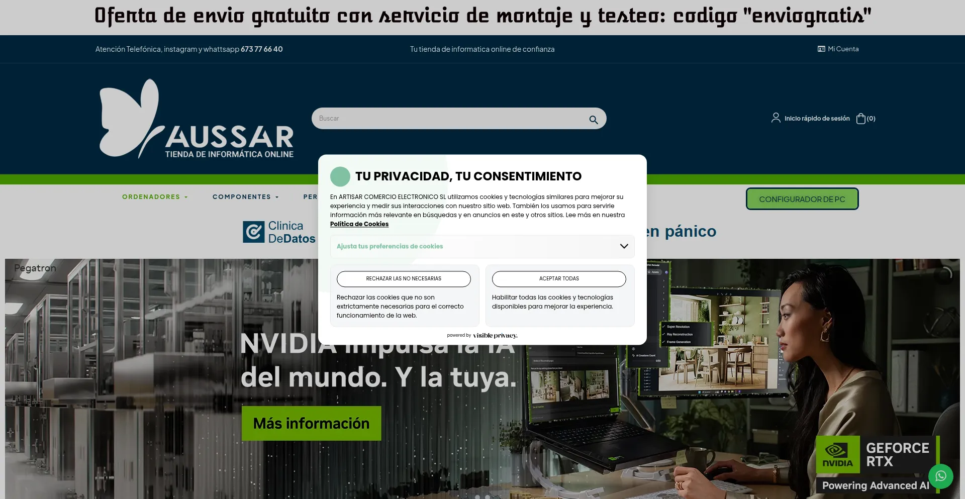 Website screenshot of Aussar.es