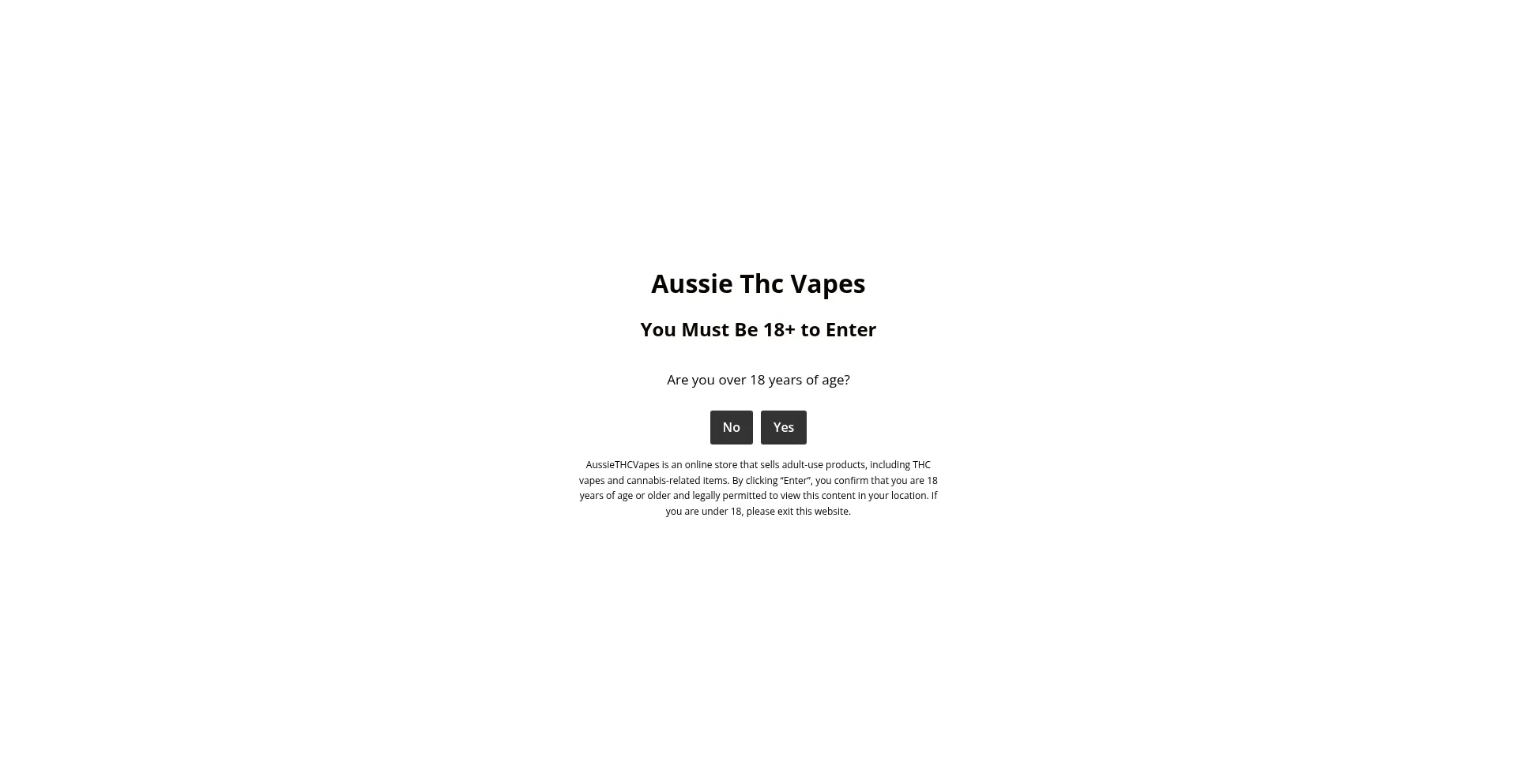 Website screenshot of Aussiethcvapes.com