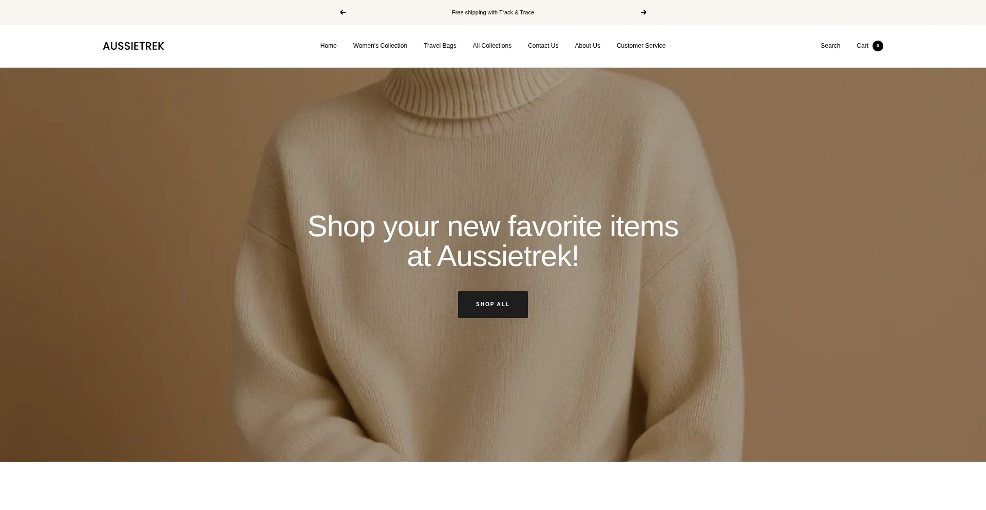 Website screenshot of Aussietrek.com