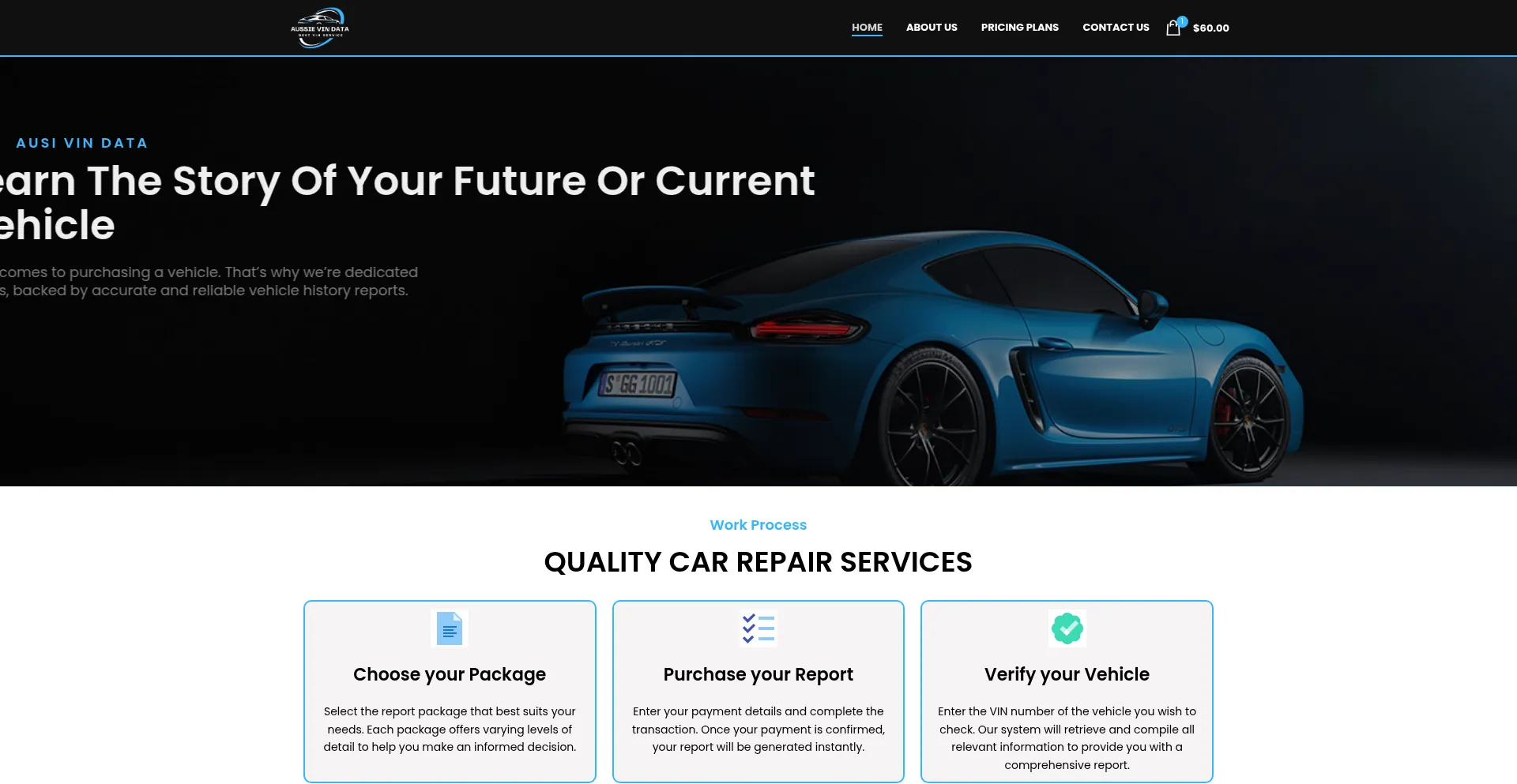 Website screenshot of Aussievindata.com