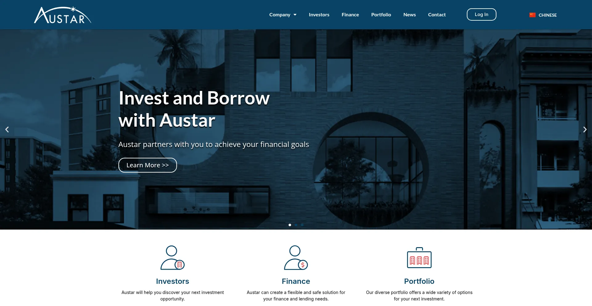 Website screenshot of Austarfinance.com.au