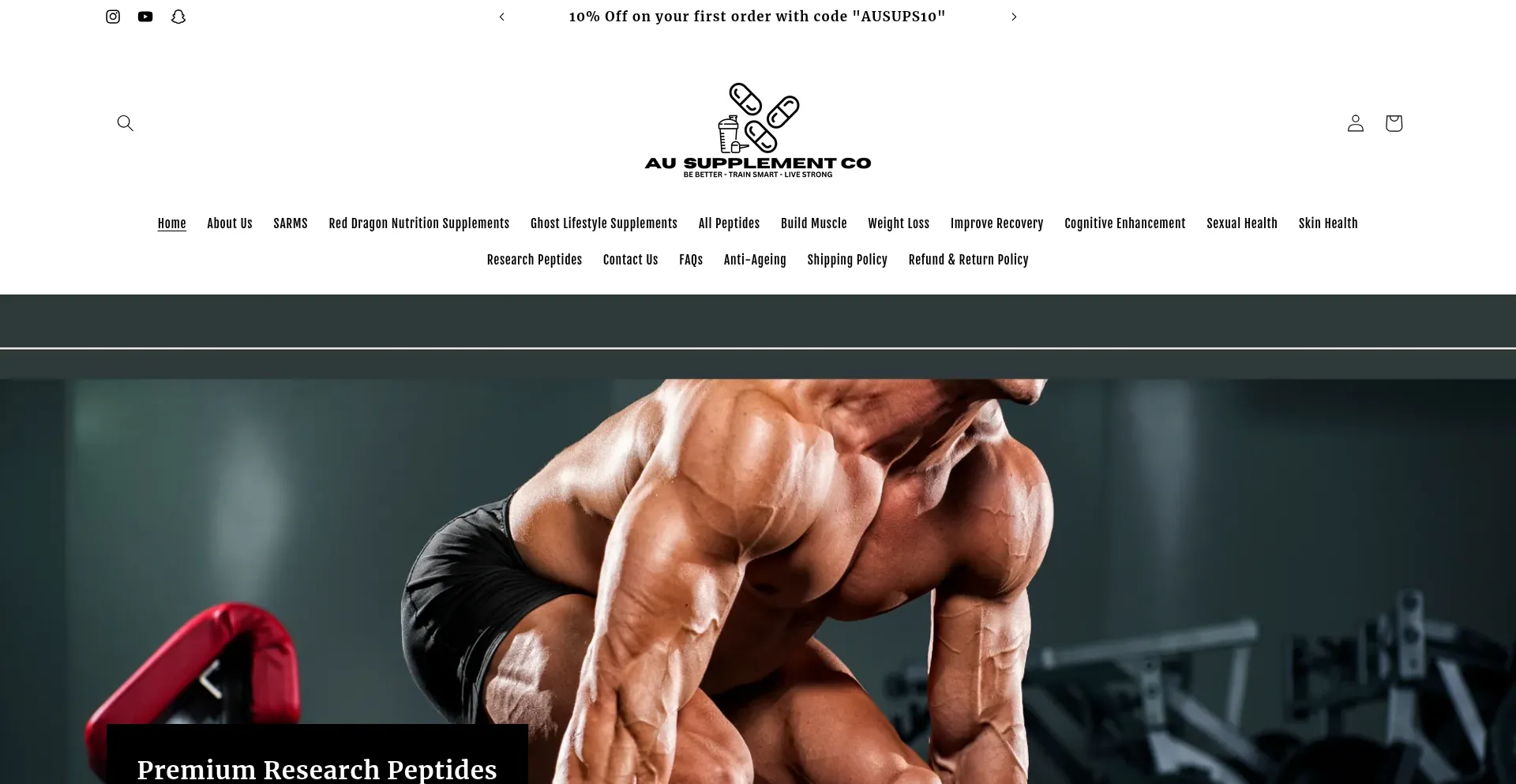 Website screenshot of Ausupplementco.com
