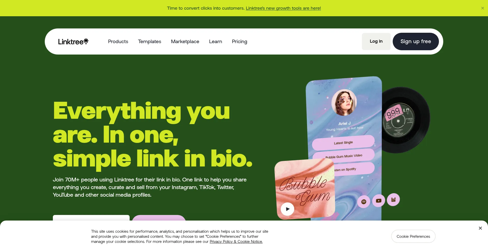 Website screenshot of Auth.linktr.ee