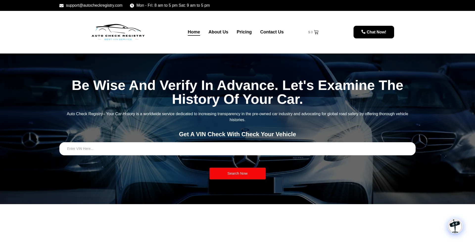 Website screenshot of Autocheckregistry.com