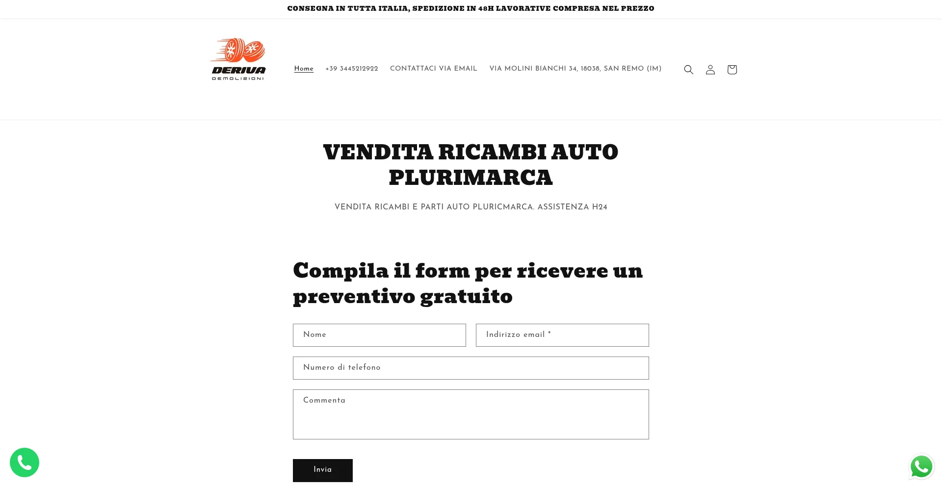 Website screenshot of Autodemolizionideriva.com