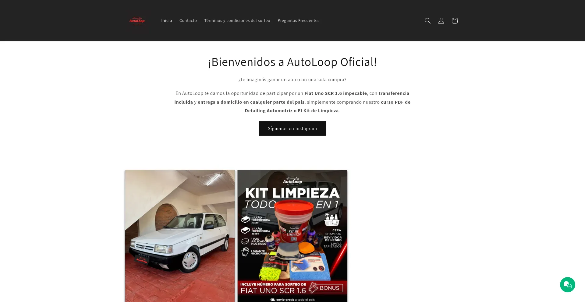 Website screenshot of Autoloopoficial.com