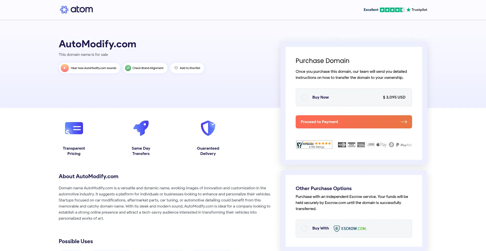 Website screenshot of Automodify.com