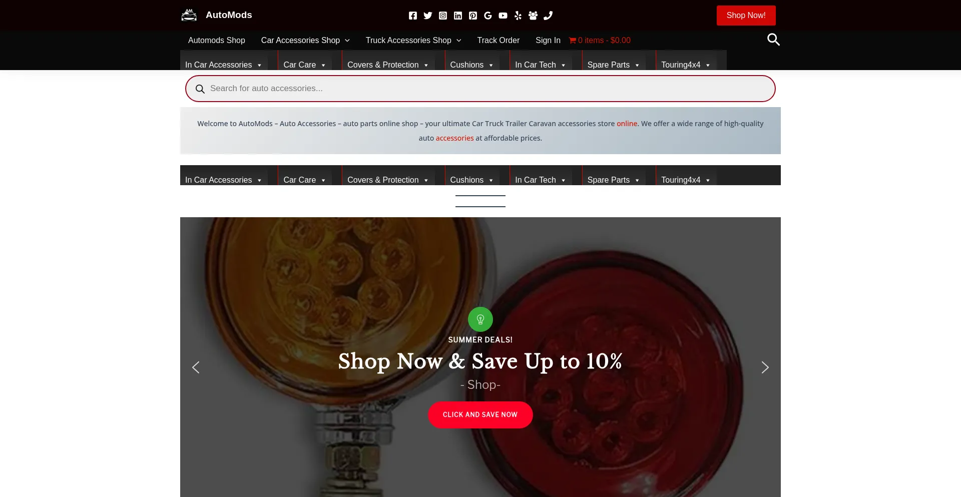 Website screenshot of Automods.com.au