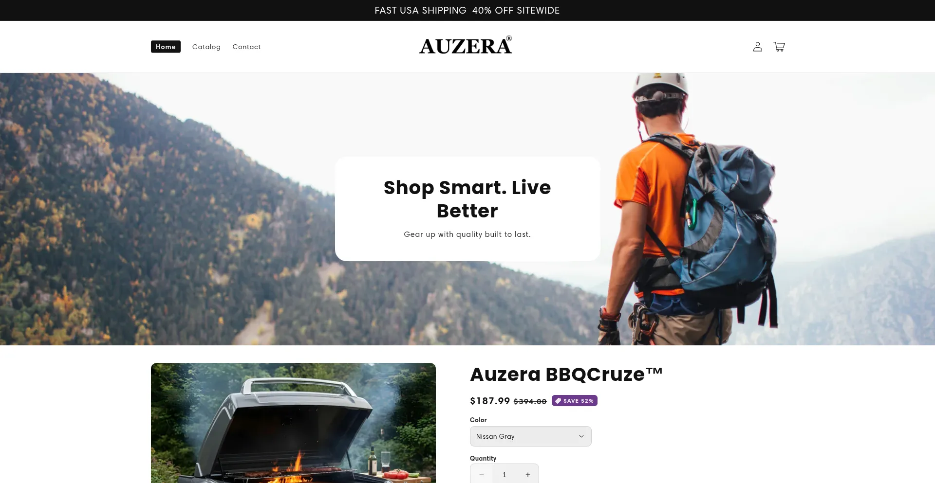 Website screenshot of Auzerashop.us