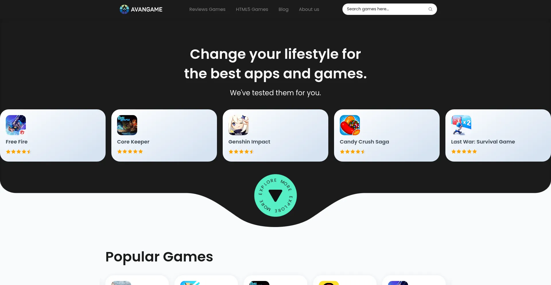 Website screenshot of Avangame.com