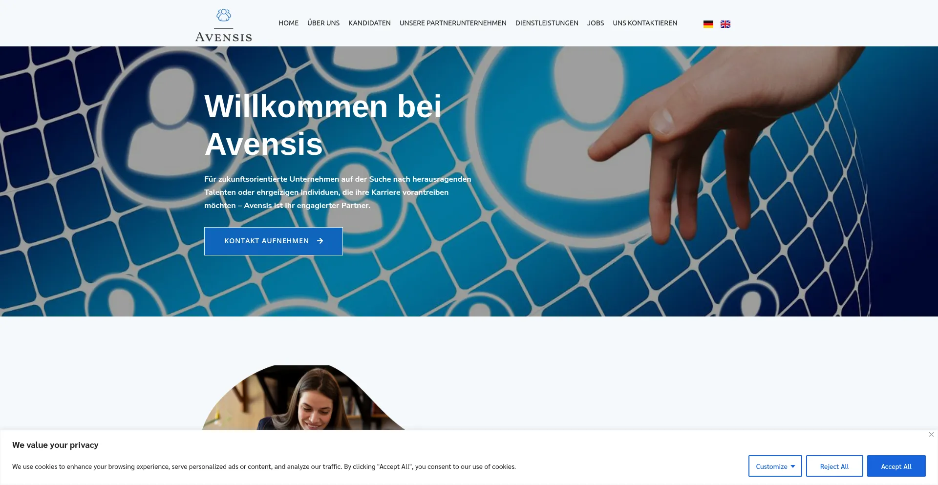 Website screenshot of Avensis-personal.de